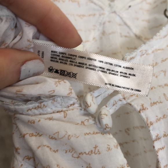 Anthropologie Eloise Printed Nightgown Chemise w/ Mesh Trim & French Lettering S - Picture 7 of 10